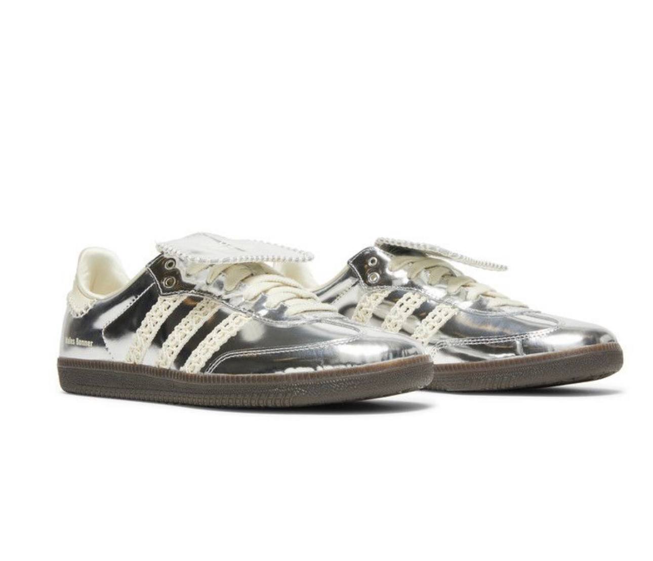 Adidas x Wales Bonner Samba in the 'Silver Metallic' colorway.