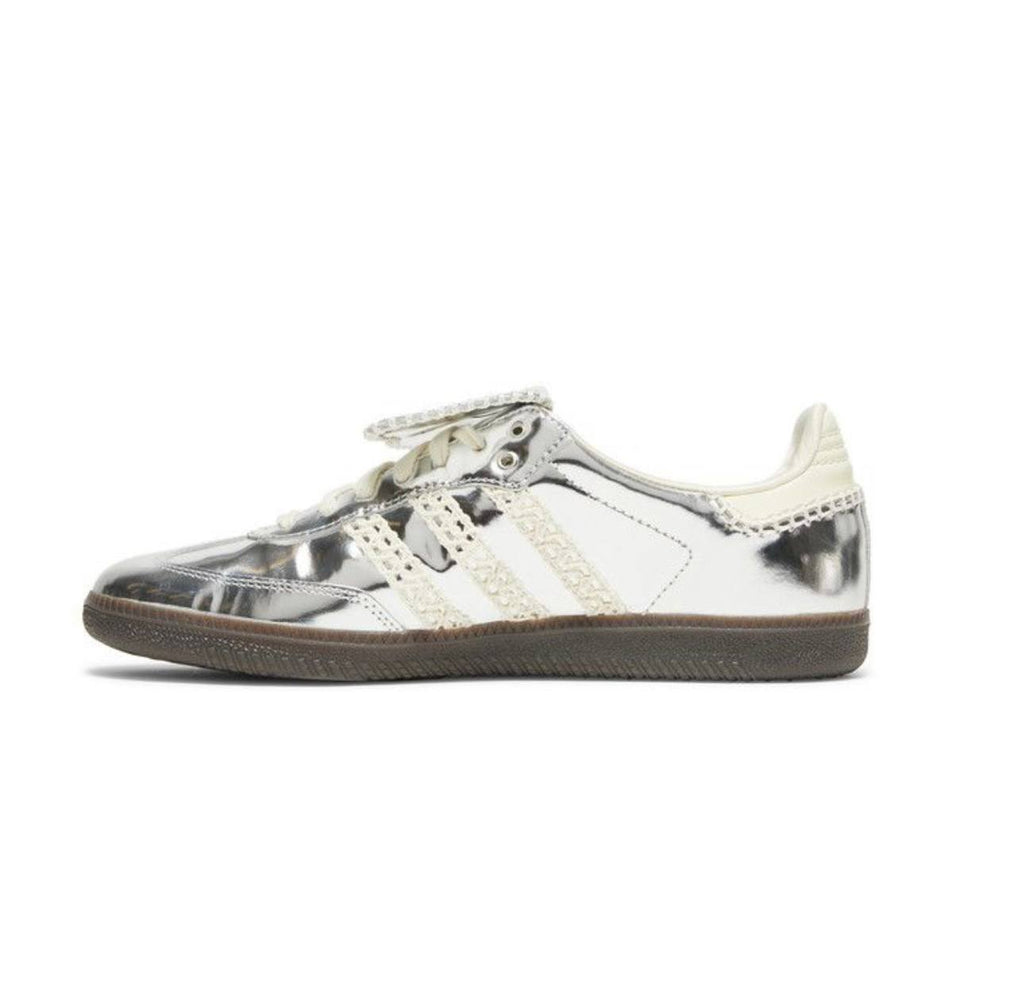 Adidas x Wales Bonner Samba in the 'Silver Metallic' colorway.