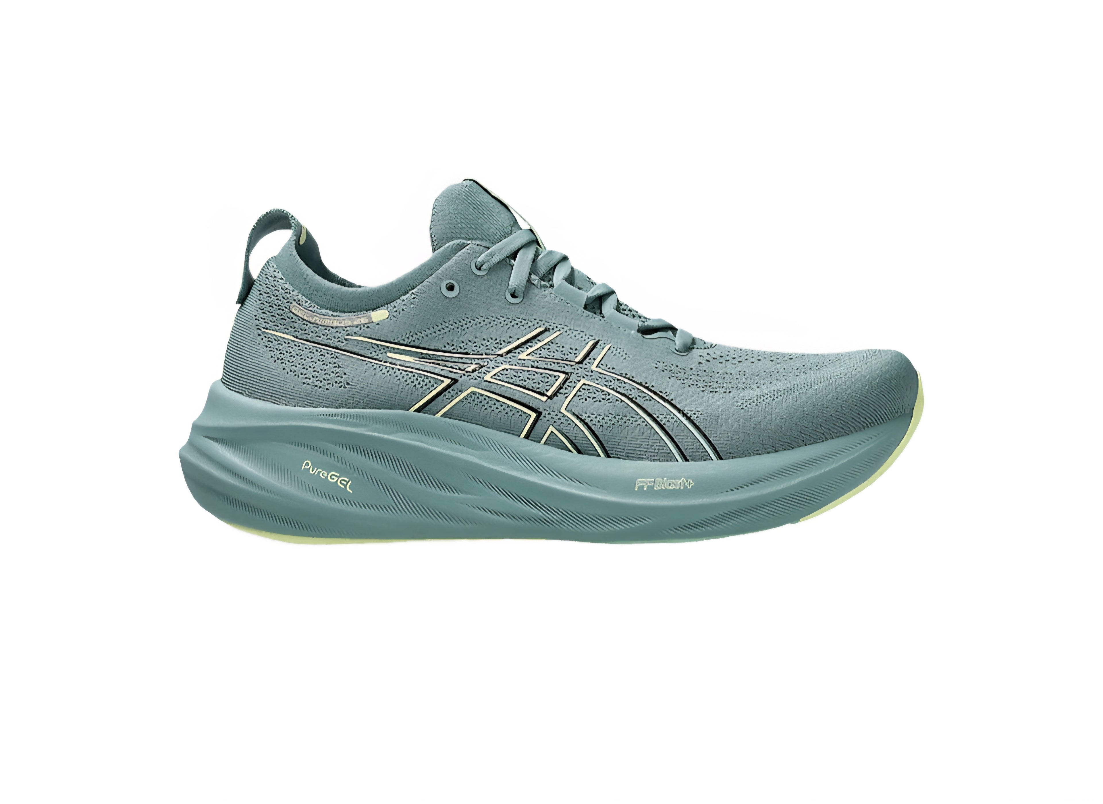 ASICS GEL-NIMBUS 26 "blue-green with gold/yellow accents"