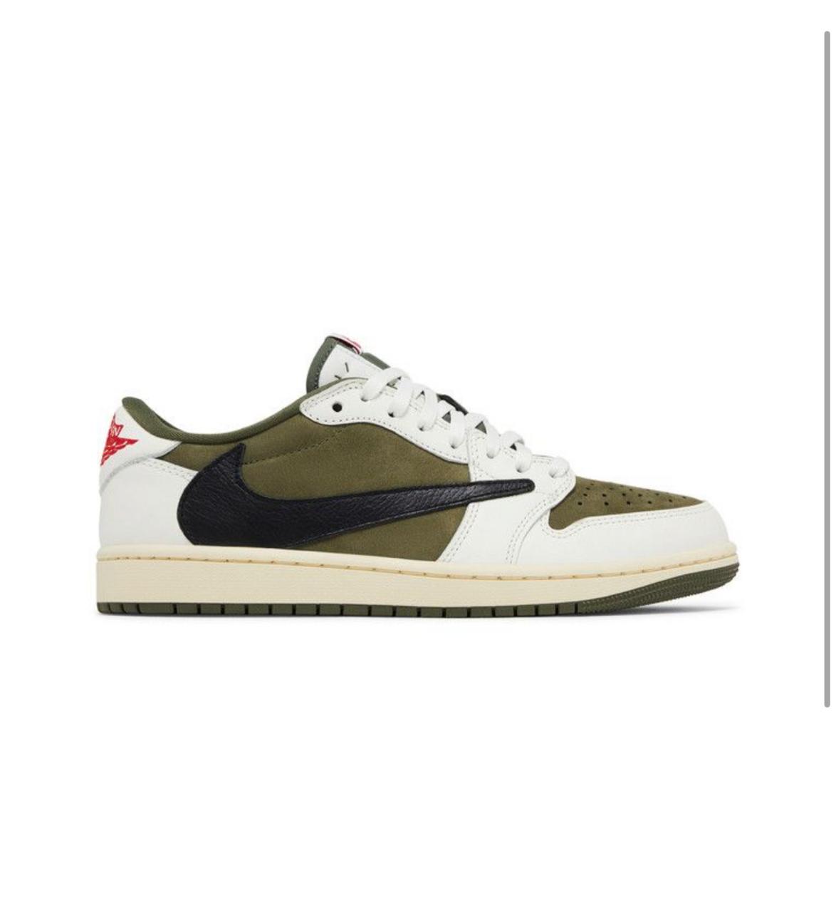 Travis Scott x Air Jordan 1 Low OG SP 'Reverse Olive / Medium Olive'.